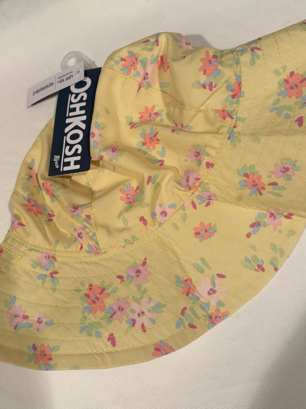 NWT Osh Kosh B’Gosh Yellow Floral Rev. Sunhat Size 0-9 M